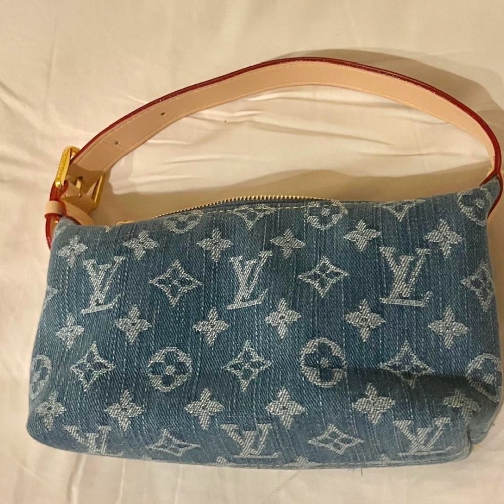 Louis Vuitton Denim Monogram Shoulder Bag - Blue with Natural Leather - Picture 2 of 5